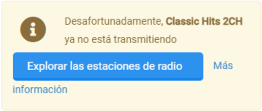 El mensaje que Streema muestra cuando una radio ya no está transmitiendo